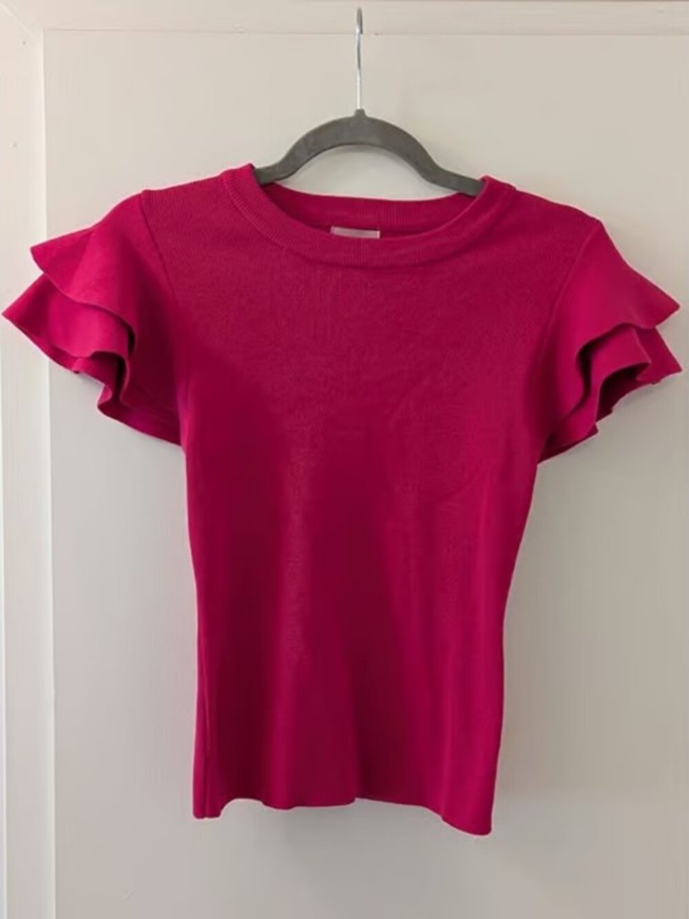 Muse Tulip Pink Ruffle Sleeve Knit Top XS